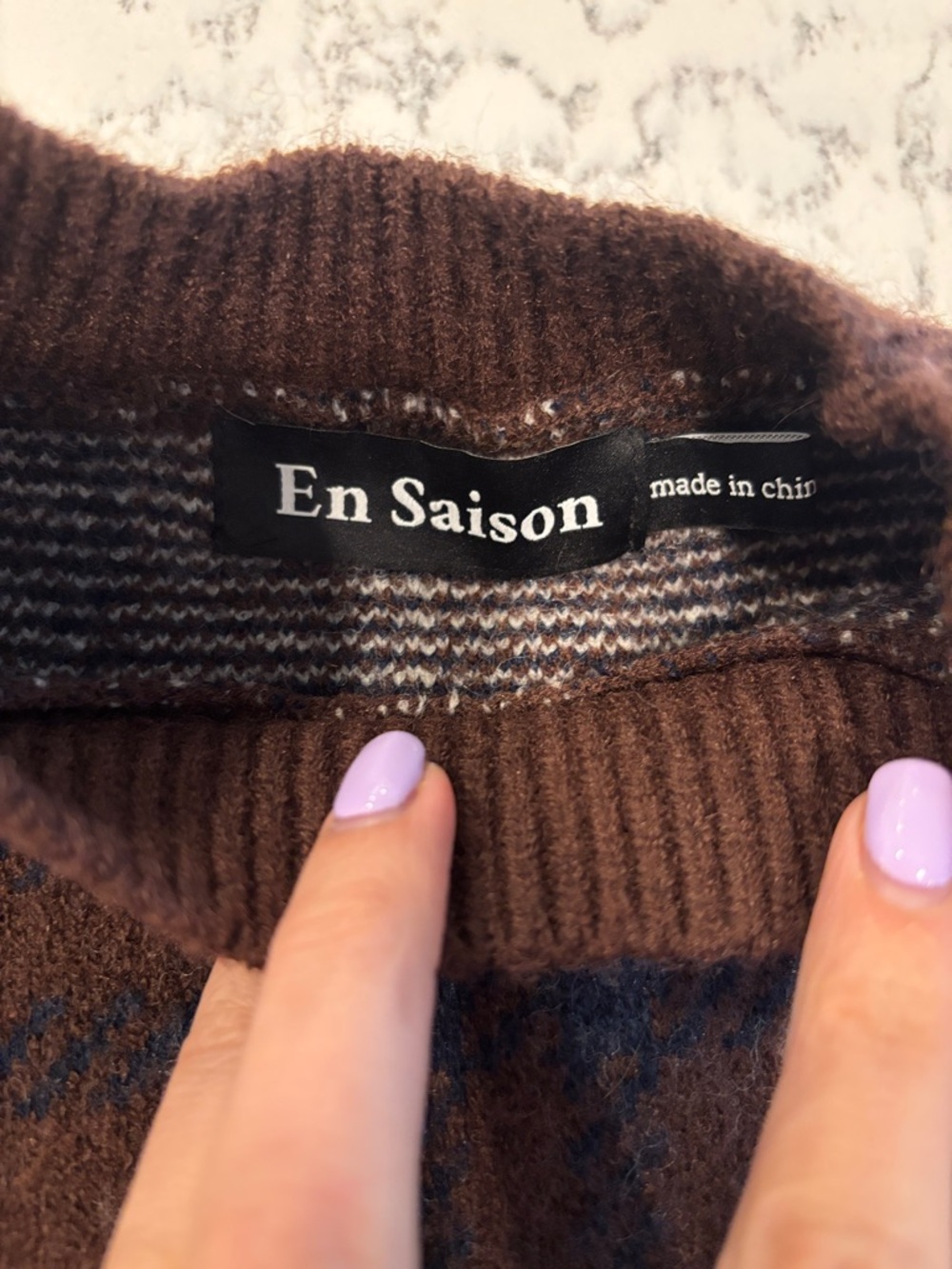 En Saison Burgundy Plaid Knit Skirt Set with Navy & White Grid - Picture 4 of 4